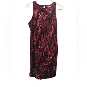 Emerald Sundae Burgundy Sequin Mini Dress